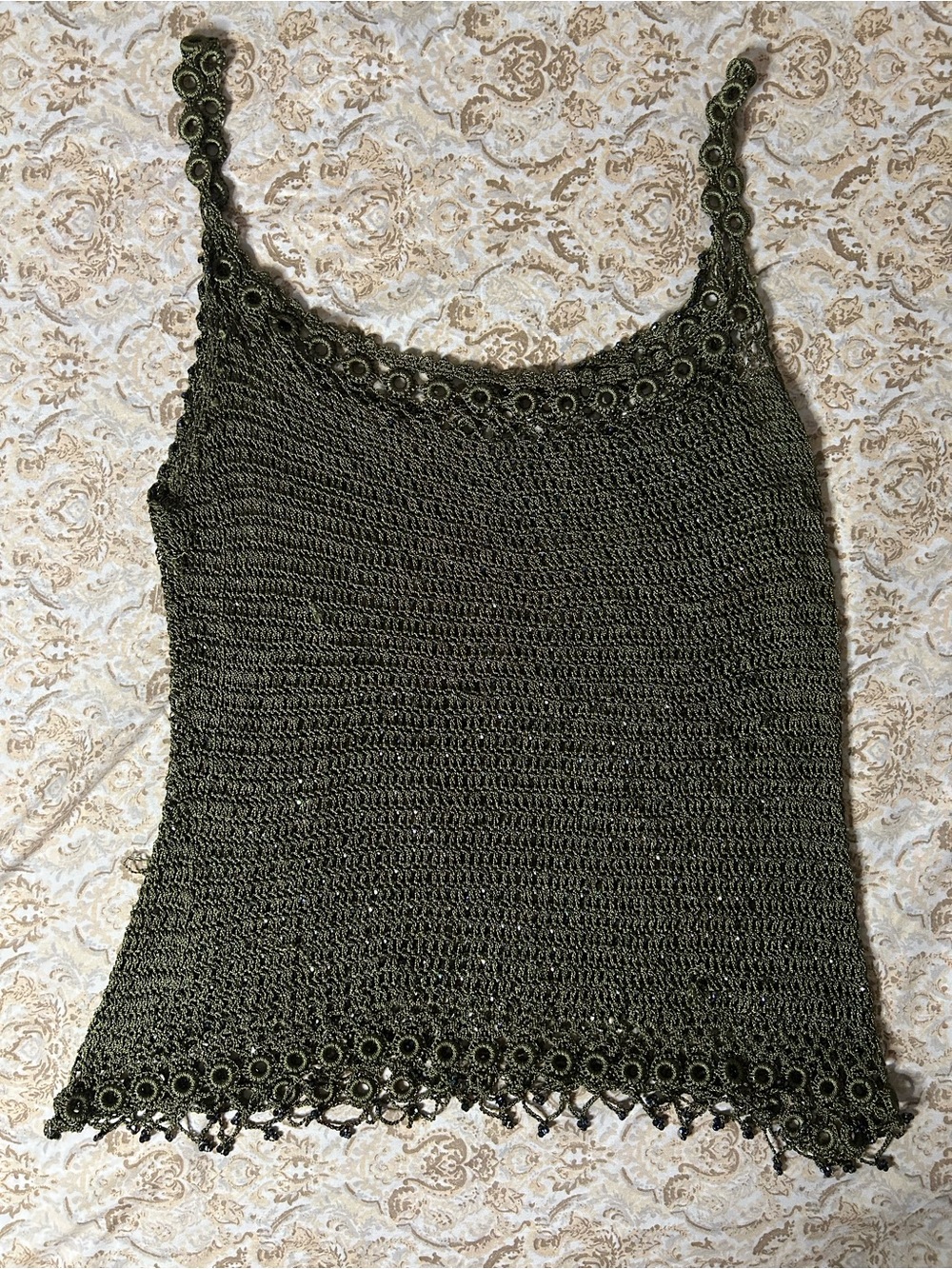Olive Crochet Knit Camisole Tank Top - Brand Unknown